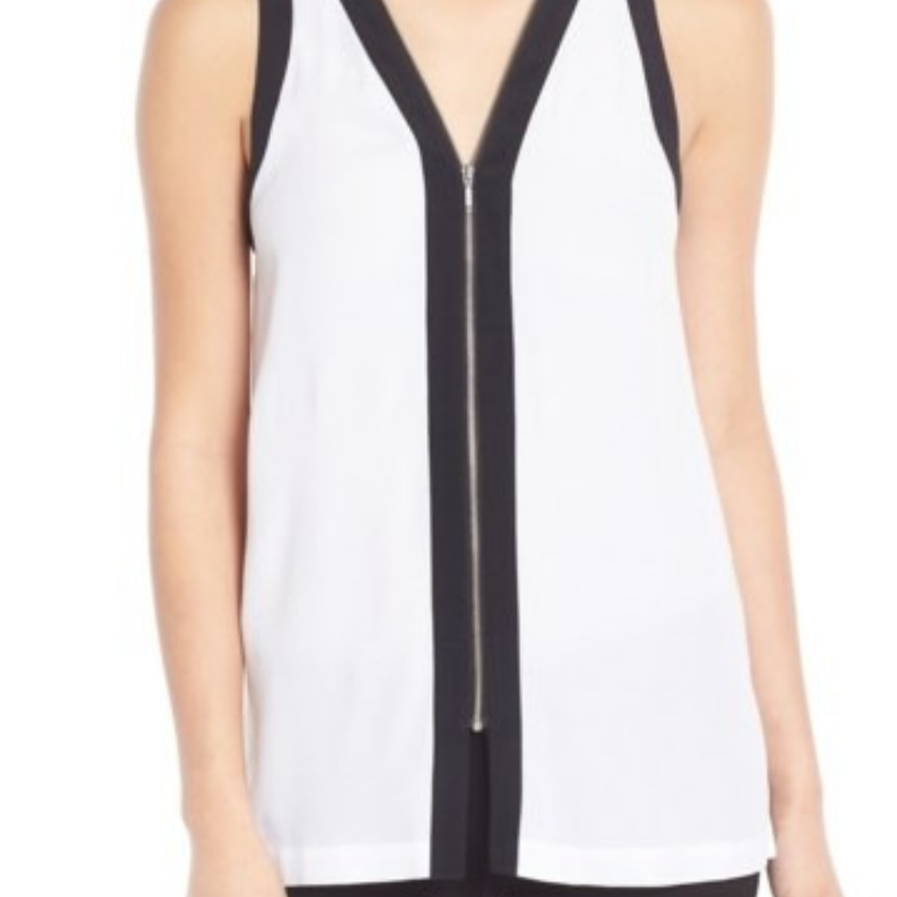 Trouve | Nordstrom Color-block Zip Detail Top- NWT